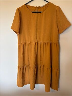 Copper Key Mustard Tiered Mini Dress